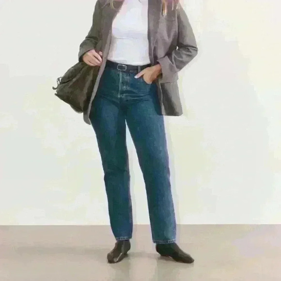 EVERLANE The 90s Cheeky Jeans Dark Wash Sz 29 Ankle High Rise Cotton Retro - Picture 1 of 12